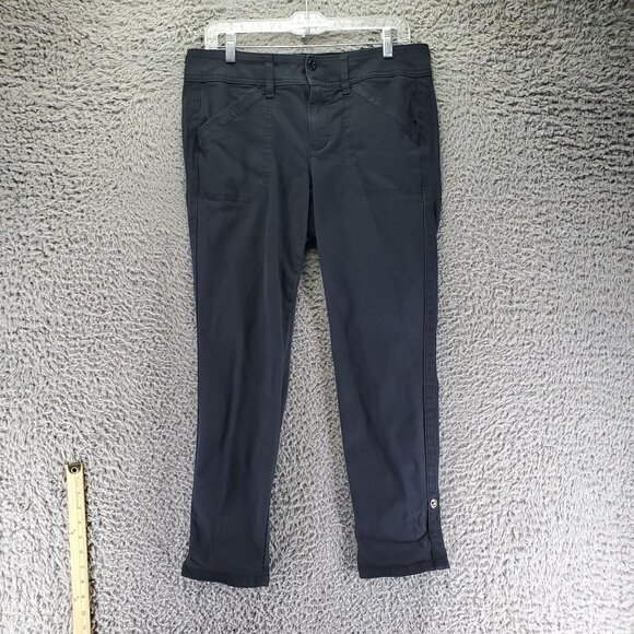 Torrid Jeans Women Size 10 Black Slim Fit Roll Tab Cuff Cropped Stretch Denim - Picture 1 of 12